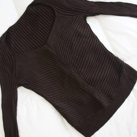 Vintage Brown Sweetheart V-Neckline Cable Knit Silk Sweater Size Medium - Picture 11 of 11